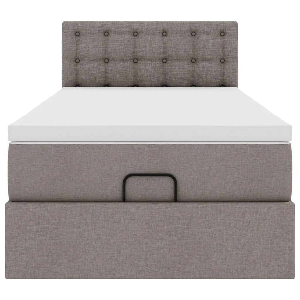 Struttura Letto Pouf con Materasso Tortora 80x200 cm in Tessuto
