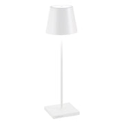 Zafferano Lampada a led da tavolo Poldina Pro Bianca ricaricabile e dimmerabile con batteria fino a 12 ore. Da uso esterno IP65