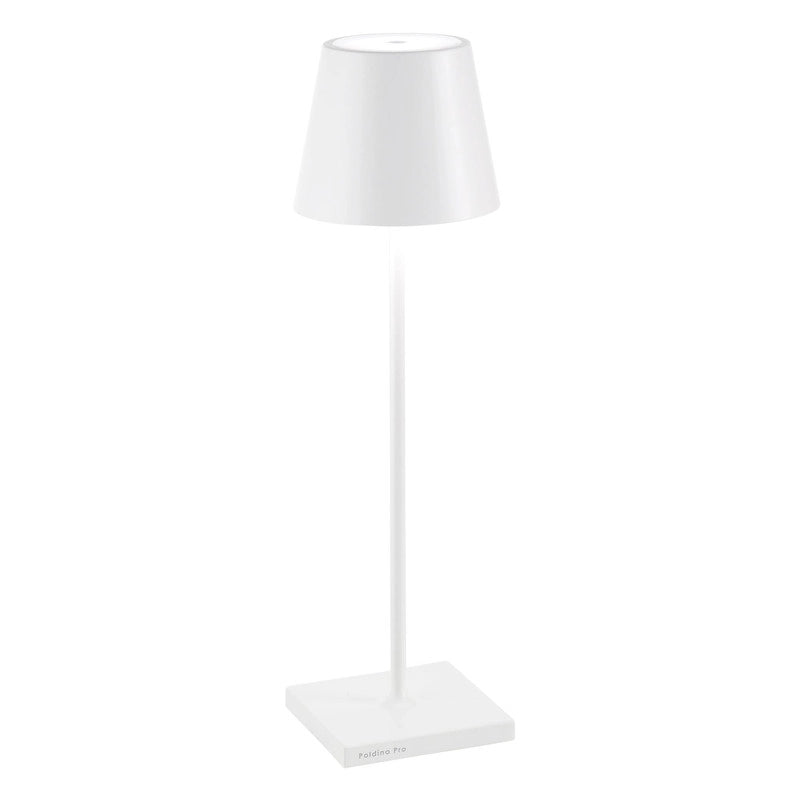 Zafferano Lampada a led da tavolo Poldina Pro Bianca ricaricabile e dimmerabile con batteria fino a 12 ore. Da uso esterno IP65