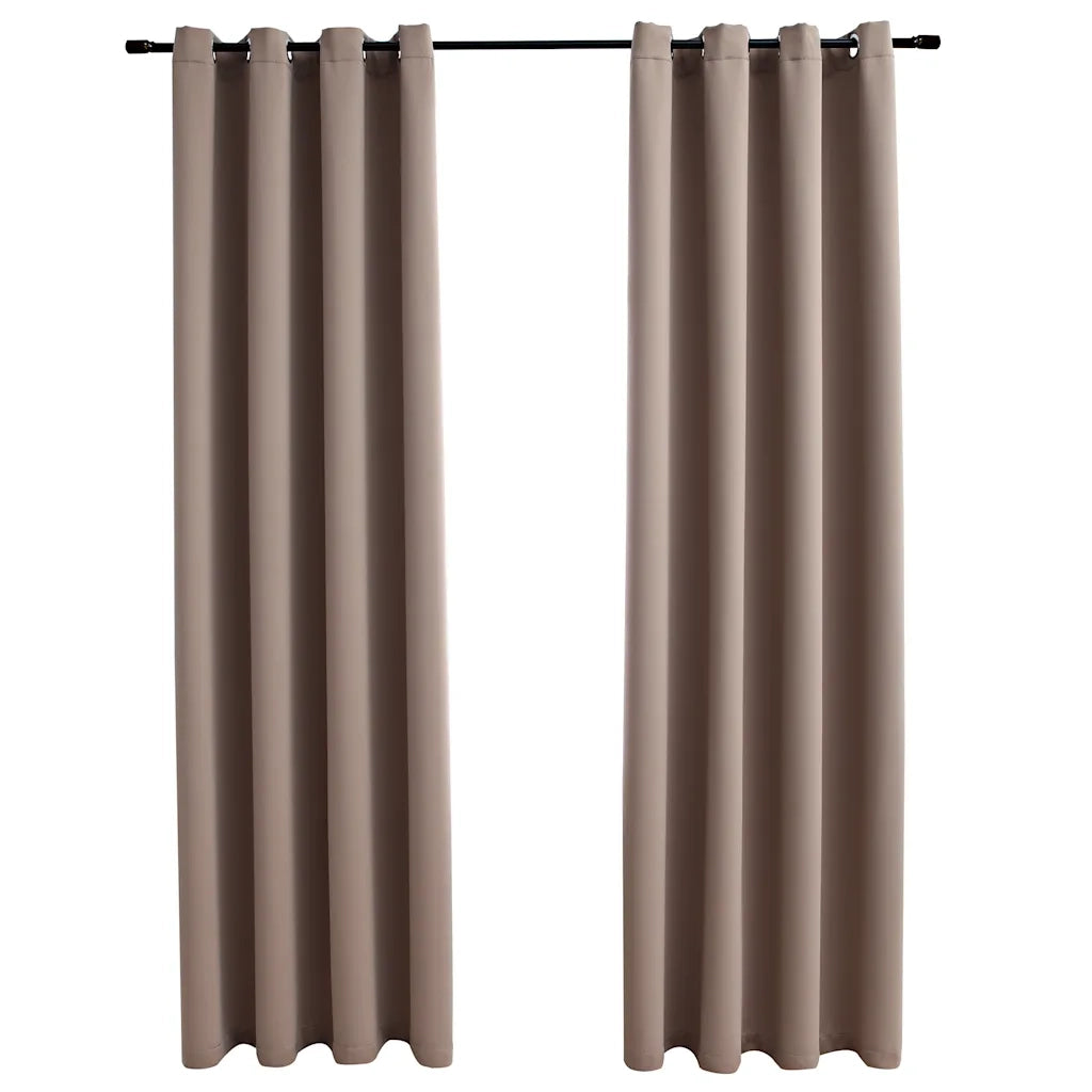 Tende Oscuranti | Tende Blackout con Anelli Metallo 2 pz Grigio Talpa 140x175 cm