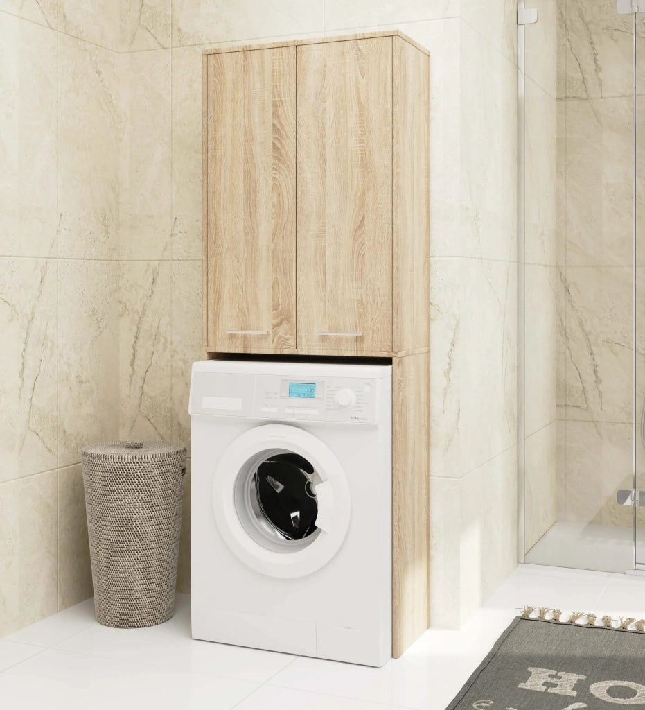 Colonna da bagno AKORD FIN per incasso di una lavatrice Sonoma Quercia 64 cm 2 ante 64x30x180 cm