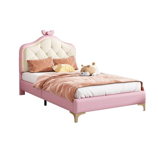 letto imbottito pu rosa bianco 90x200 cm