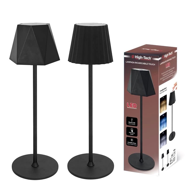 HIGH-TECH LAMPADA DA TAVOLO A LED CON FORME GEOMETRICHE RICARICA USB - INTERRUTTORE TOUCH - 3 TONALITÀ DI LUCE - ASSORTITA