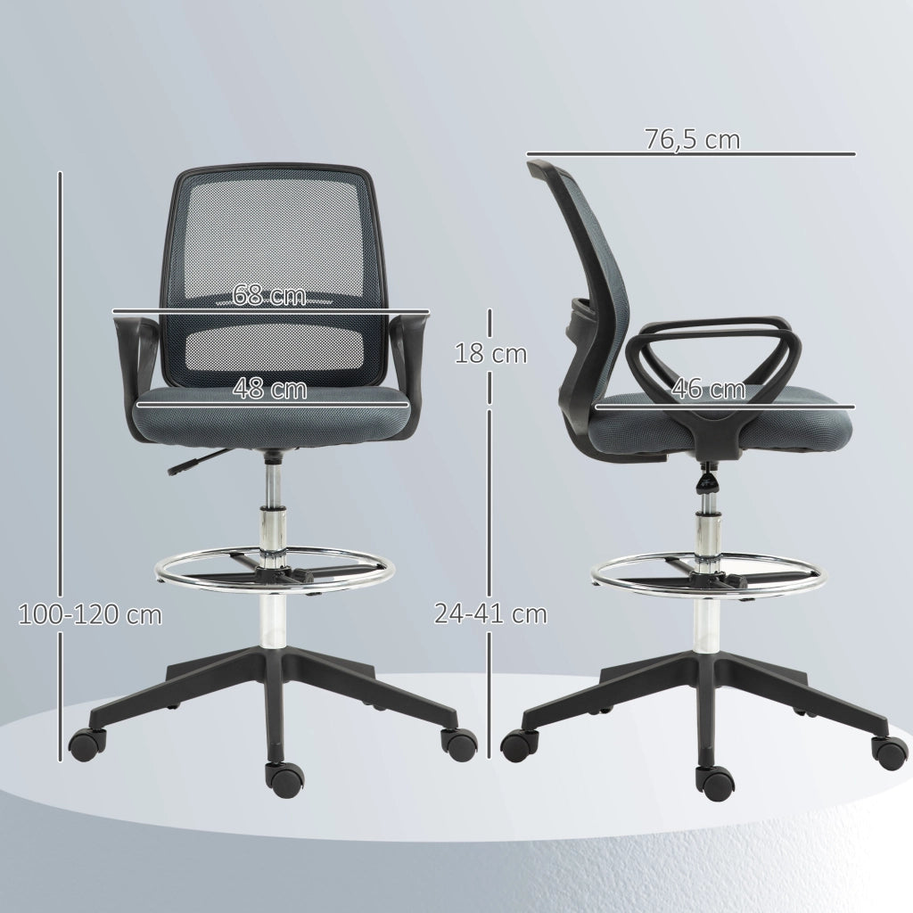 Sedia da Ufficio Ergonomica con Braccioli e Poggiapiedi Regolabile ¨C Minimal ¨C Grigio