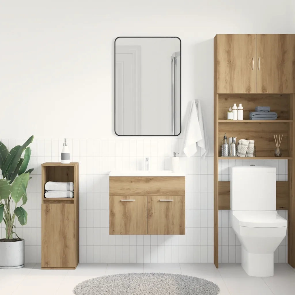Mobile Lavabo Bagno-Armadietto da bagno Rovere Artigianale 60x38,5x46 cm Truciolato