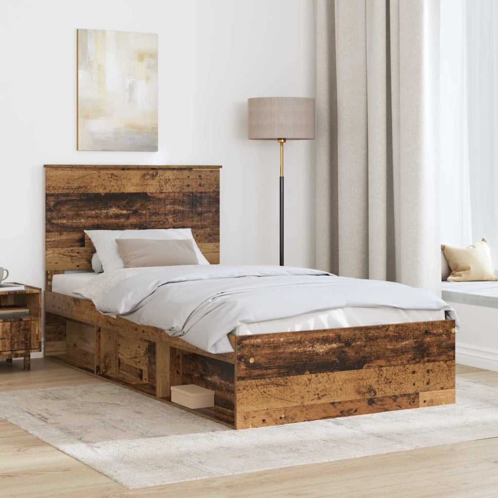 Letto singolo | Letto per adulti | Struttura del letto Legno vecchio 100 x 200 cm Pino massello