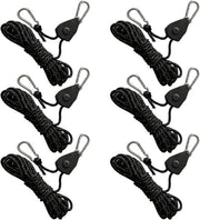 Set di 6 linee riflettenti da 4 metri con chiavi a gancio regolabili da 4 mm e gancio a rullo, ideale per il serraggio fermo di tende e altre applicazioni