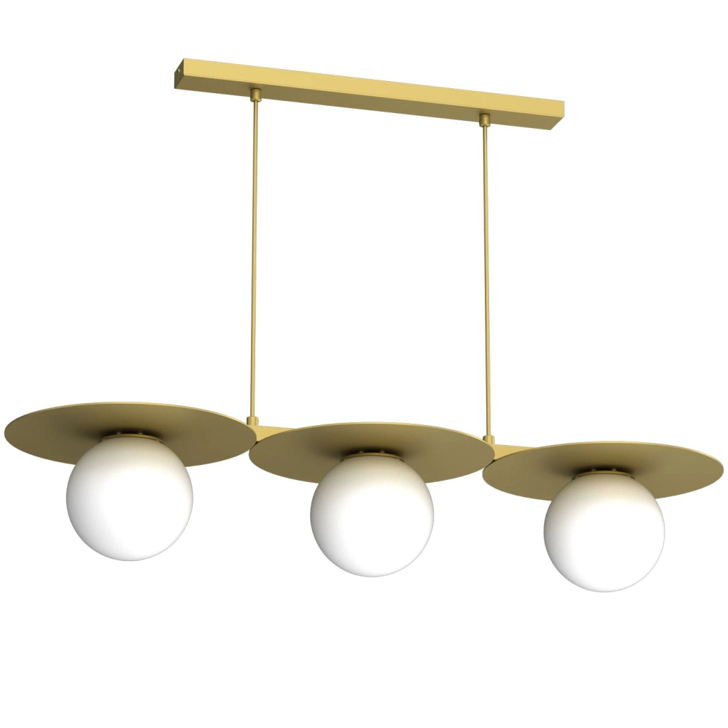 Lampada a sospensione Flat 3 luci oro e bianco Luminex