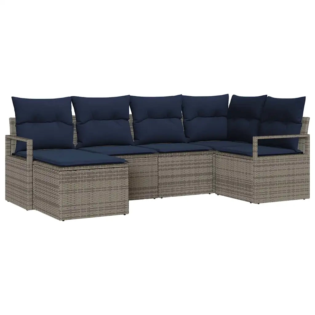 Set di divani con cuscino 6 pcs Grigio polyrattan 3346455