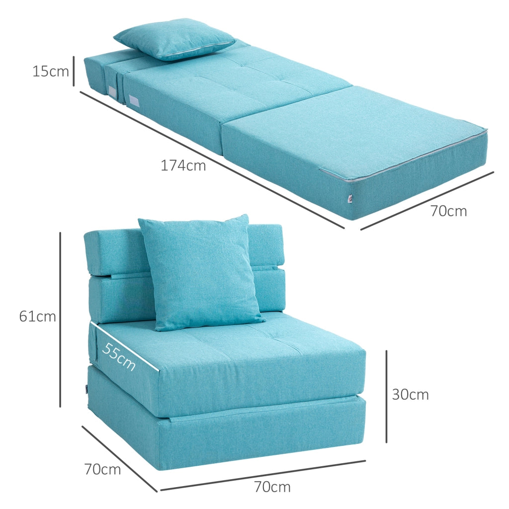 Poltrona letto ¨C Minimal ¨C 70x70x61 cm, blu chiaro