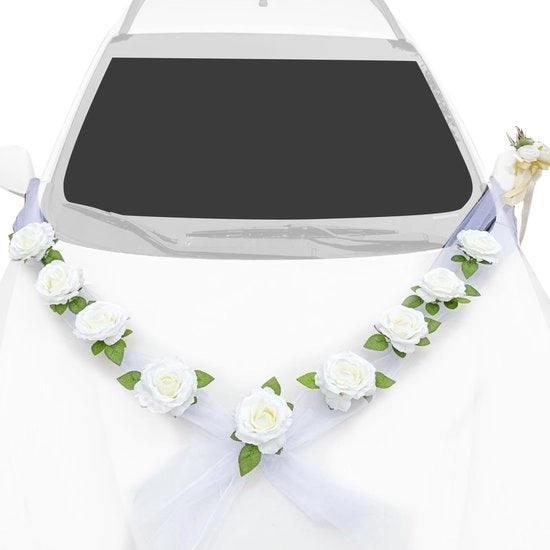 Decorazione per Matrimonio - Slinger per Coppia - Fiori di Rosa Bianca - Fiori Artificiali - Inclusi Attacchi - 2 x 160 cm Slingers - Decorazione per Matrimonio
