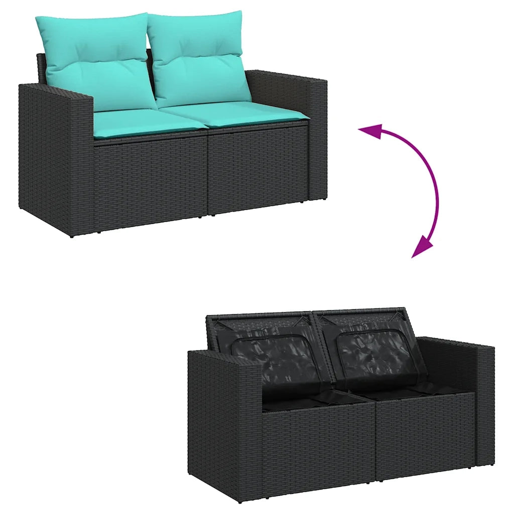 Set Divani da Giardino con Cuscini 7pz Nero Polyrattan 3325788