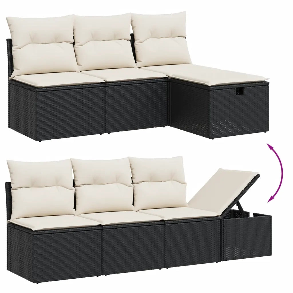 Set Divani da Giardino con Cuscini 7pz Nero Polyrattan 3263832