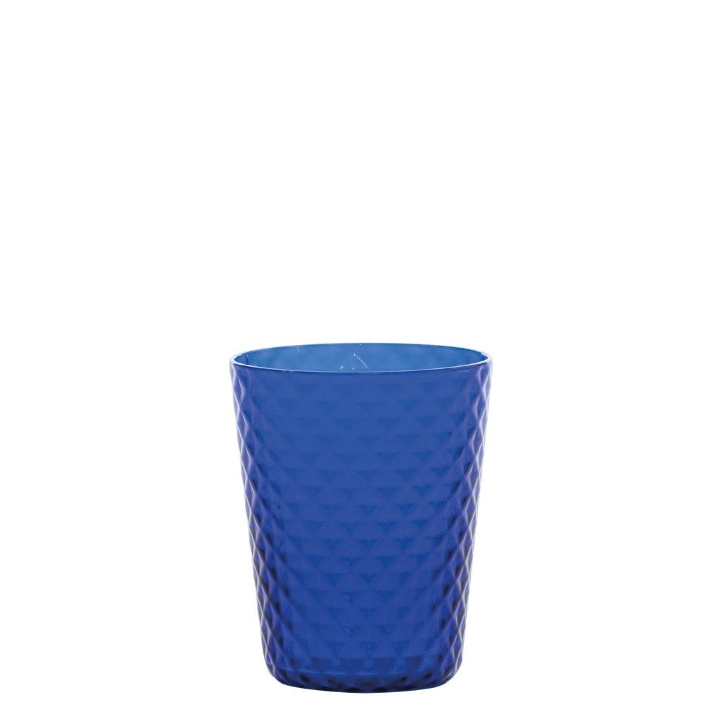 Zafferano Set 6 Tumbler Isolano in Vetro Soffiato a Mano Colore Blu Design Diamantato Artigianale Raffinato per Tavola Elegante e Quotidiana