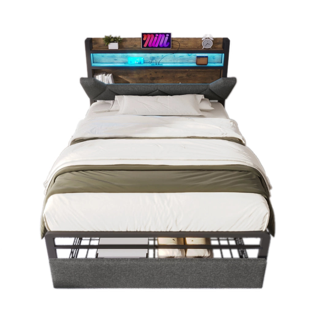 letto imbottito lino grigio 90 x 200 cm