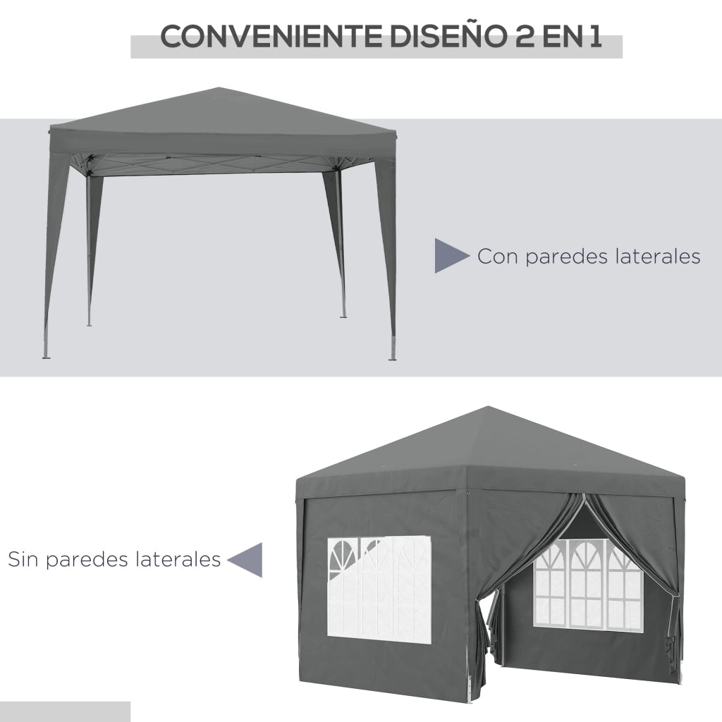 Gazebo pieghevole 3x3 m ¨C Xylo ¨C 4 pareti laterali anti-UV con borsa trasporto grigio