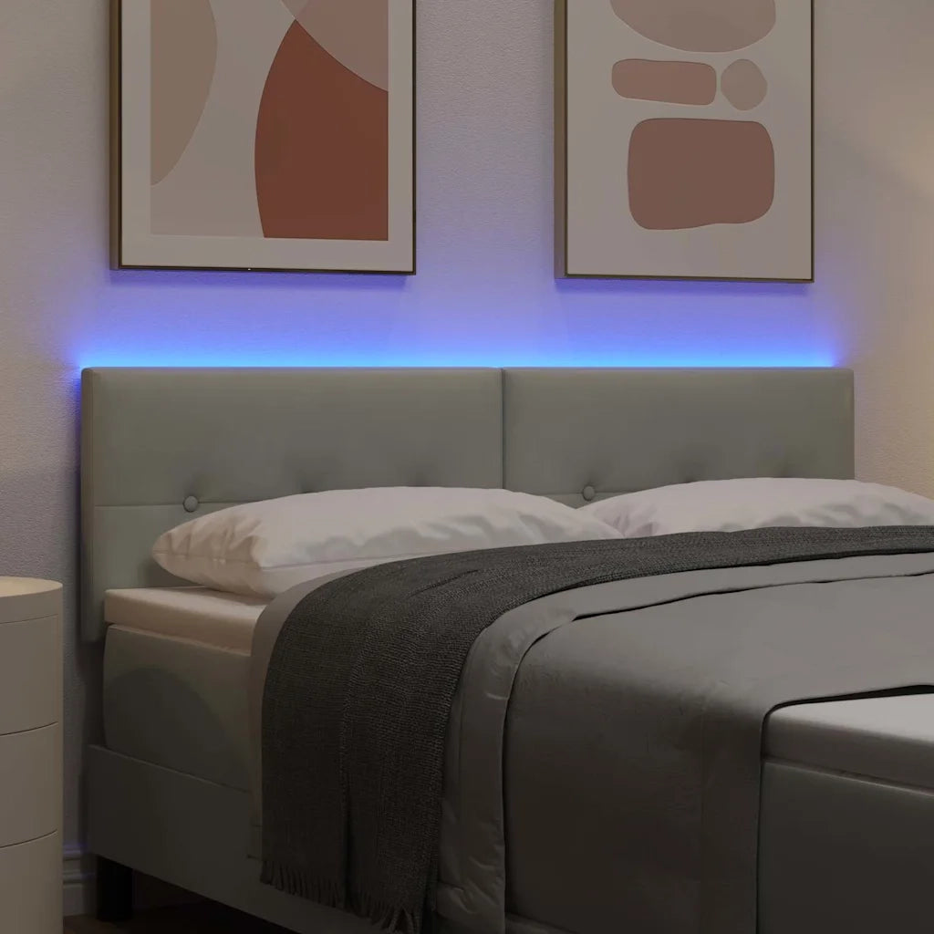 Testiera | Testata LED con strisce LED Grigio chiaro 160 cm Velluto
