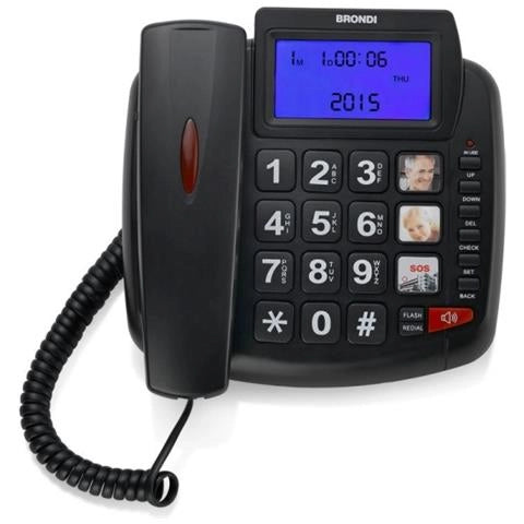 BRONDI BRAVO 90 LCD (NERO) - TELEFONO CORDED - TASTI GRANDI - VIVAVOCE - DISPLAY - AUDIO BOOST - COMPATIBILE CON APPARECCHI ACUSTICI