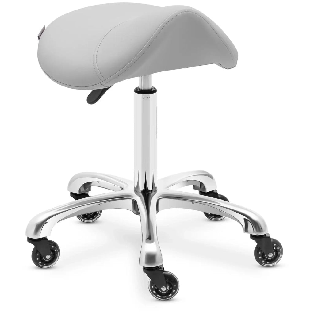 Sgabello da sella per cavallo capacità 150 kg lega di alluminio compensato PVC/PU schiuma sintetica grigio chiaro 14_0010087