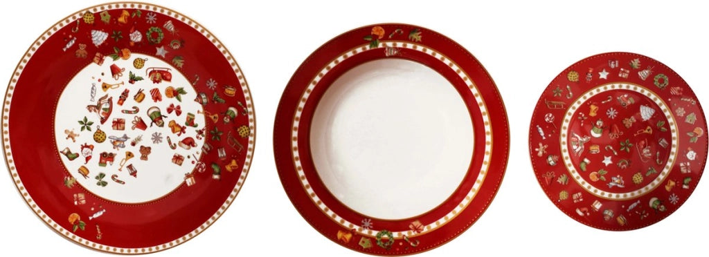 Tavola 18 Pz Chicchi E Balocchi Rosso Porcellana