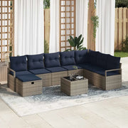 Set di divani con cuscino con archiviazione Grigio polyrattan 3359244