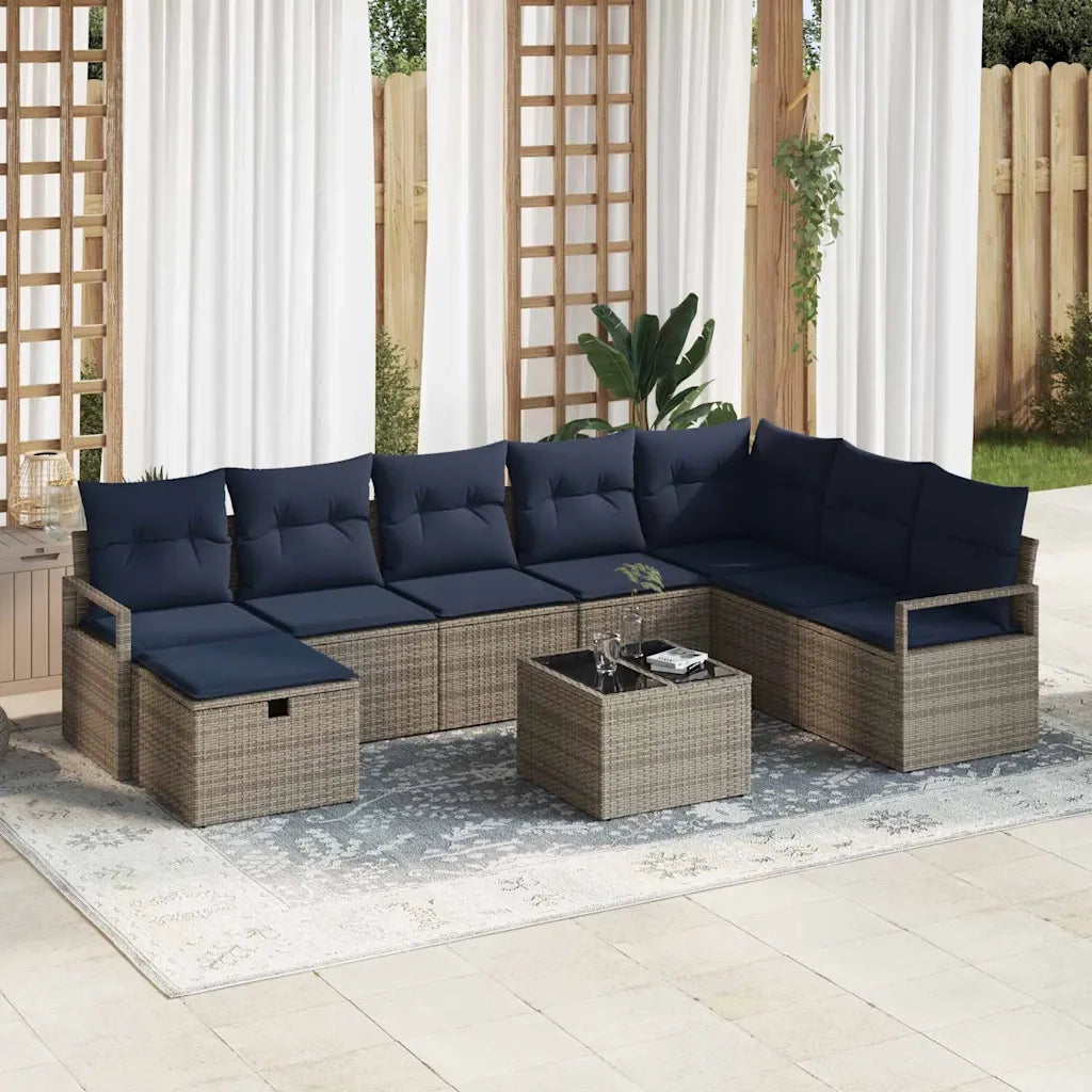 Set di divani con cuscino con archiviazione Grigio polyrattan 3359244