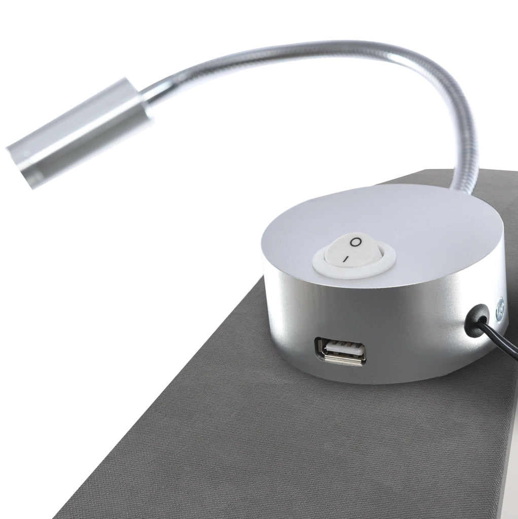 Letto singolo imbottito con luce da lettura, ricarica USB e materasso incluso