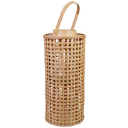 Lanterna bambù con contenitore vetro per candela D24x53,5h cm