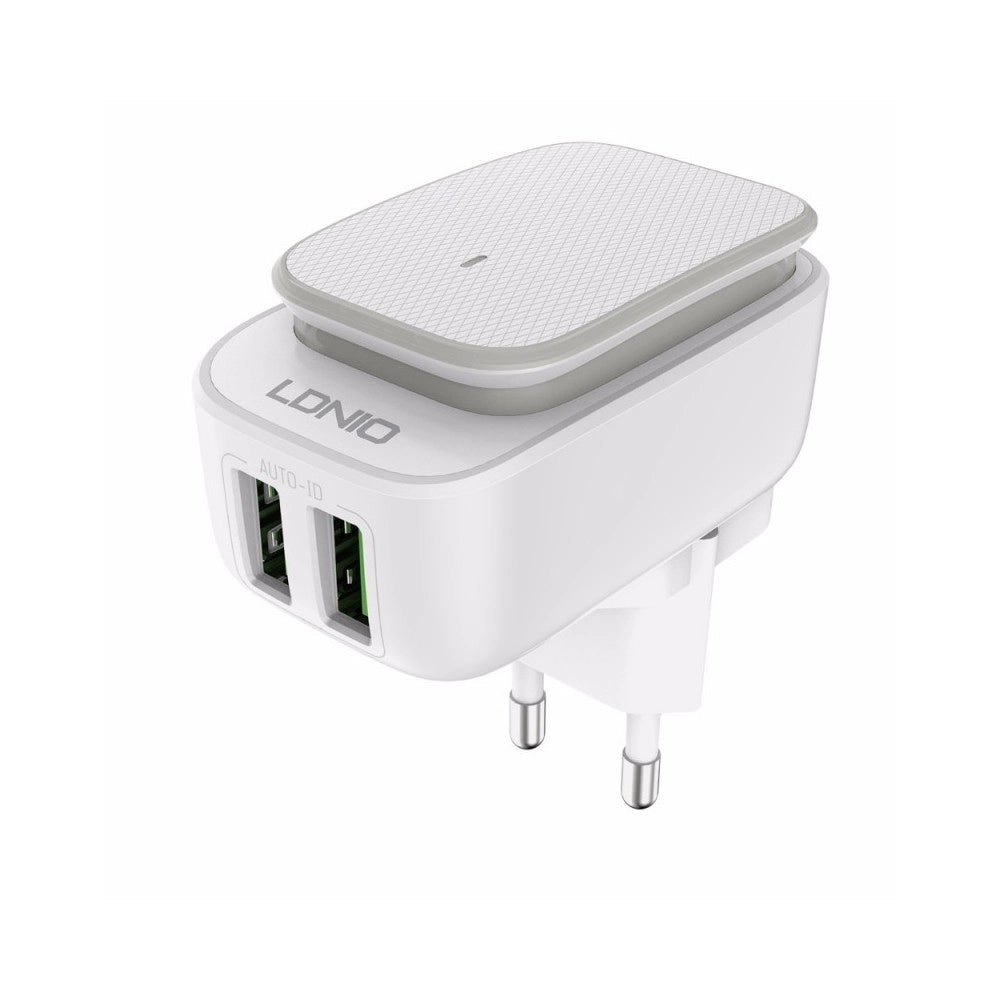 Trade Shop - Lampada Led Touch Con Caricabatterie 2 Porte Usb Da Viaggio Per Android Samsung -