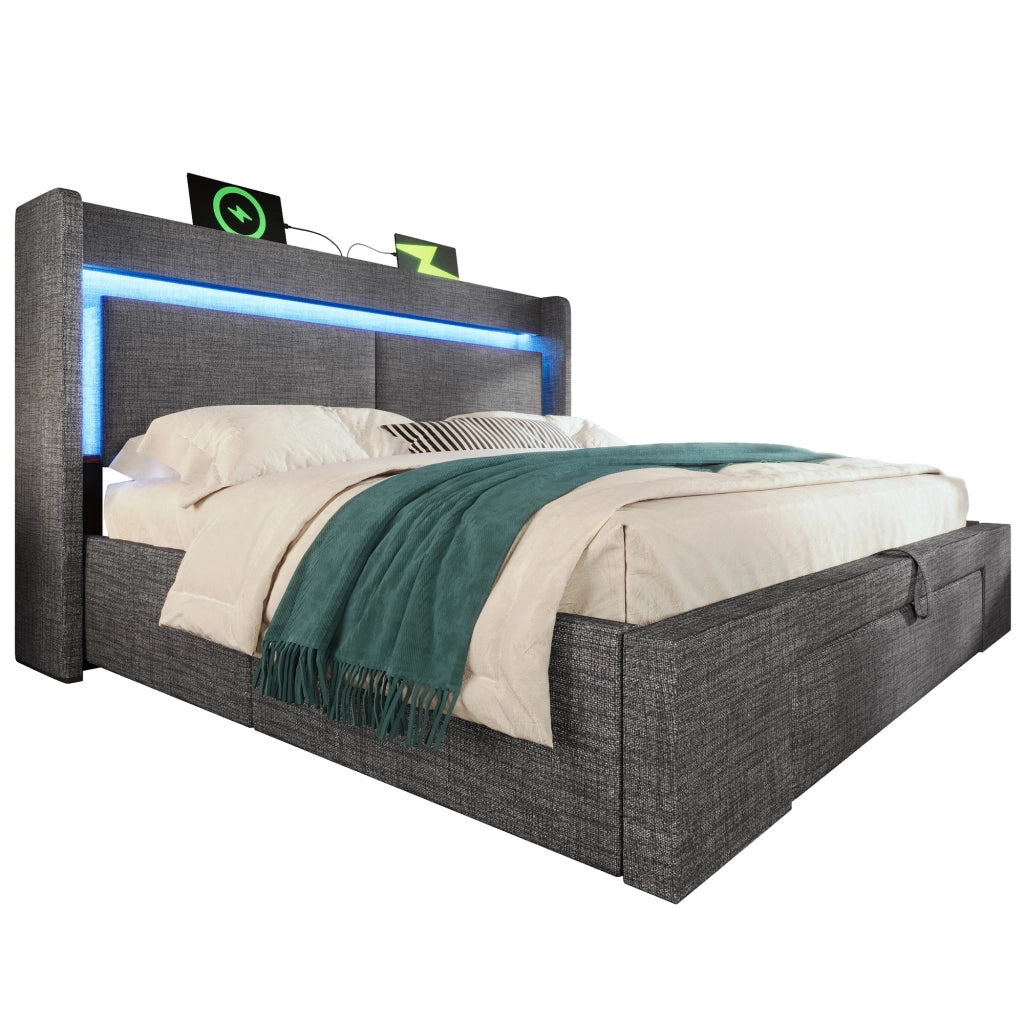 letto imbottito lino grigio 180x200 cm