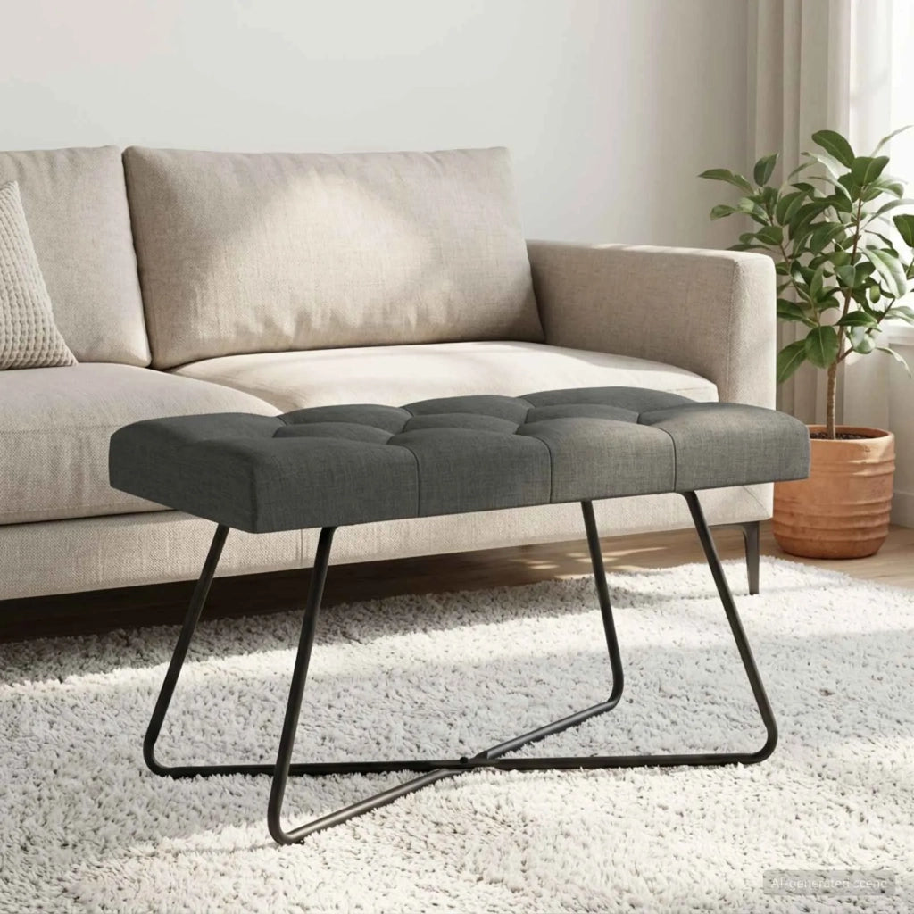 Panchina con bottoni imbottiti Grigio Scuro 80 x 40 x 46 cm 42038358