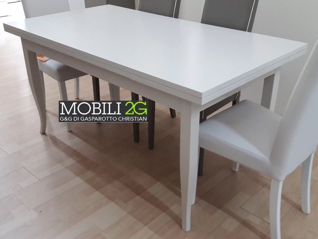 Tavolo con allunghe 80x80 bianco opaco (745) - Mobili 2G