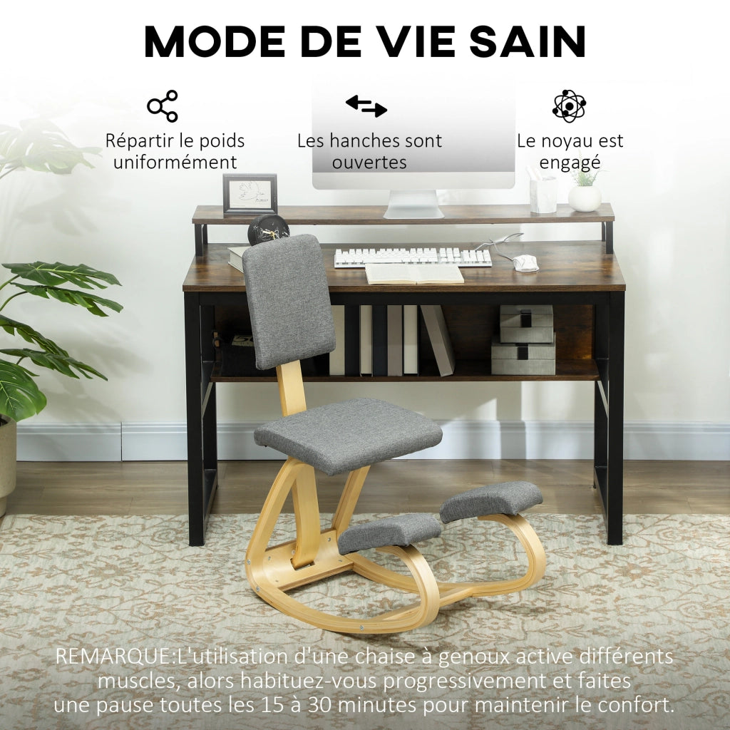 Sedia ergonomica inginocchiatoio ¨C Xylo ¨C legno con schienale basculante grigio