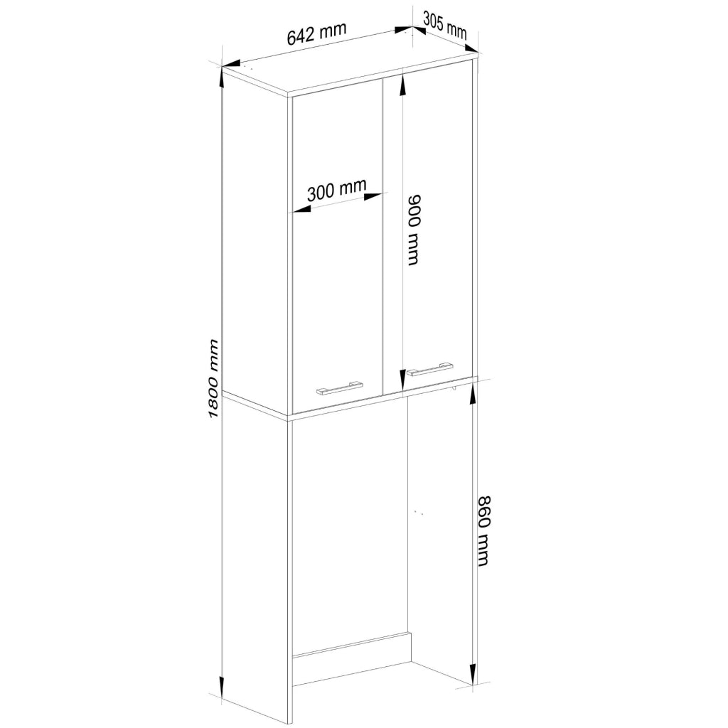 Colonna da bagno AKORD FIN per incasso di una lavatrice Quercia Artisan 64 cm 2 ante 64x30x180 cm