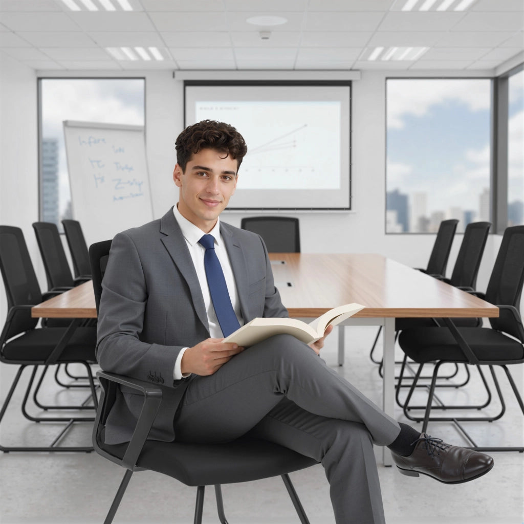 Sedia da Ufficio Ergonomica Senza Ruote con Braccioli ¨C Xylo ¨C Nero, Sala d'Attesa