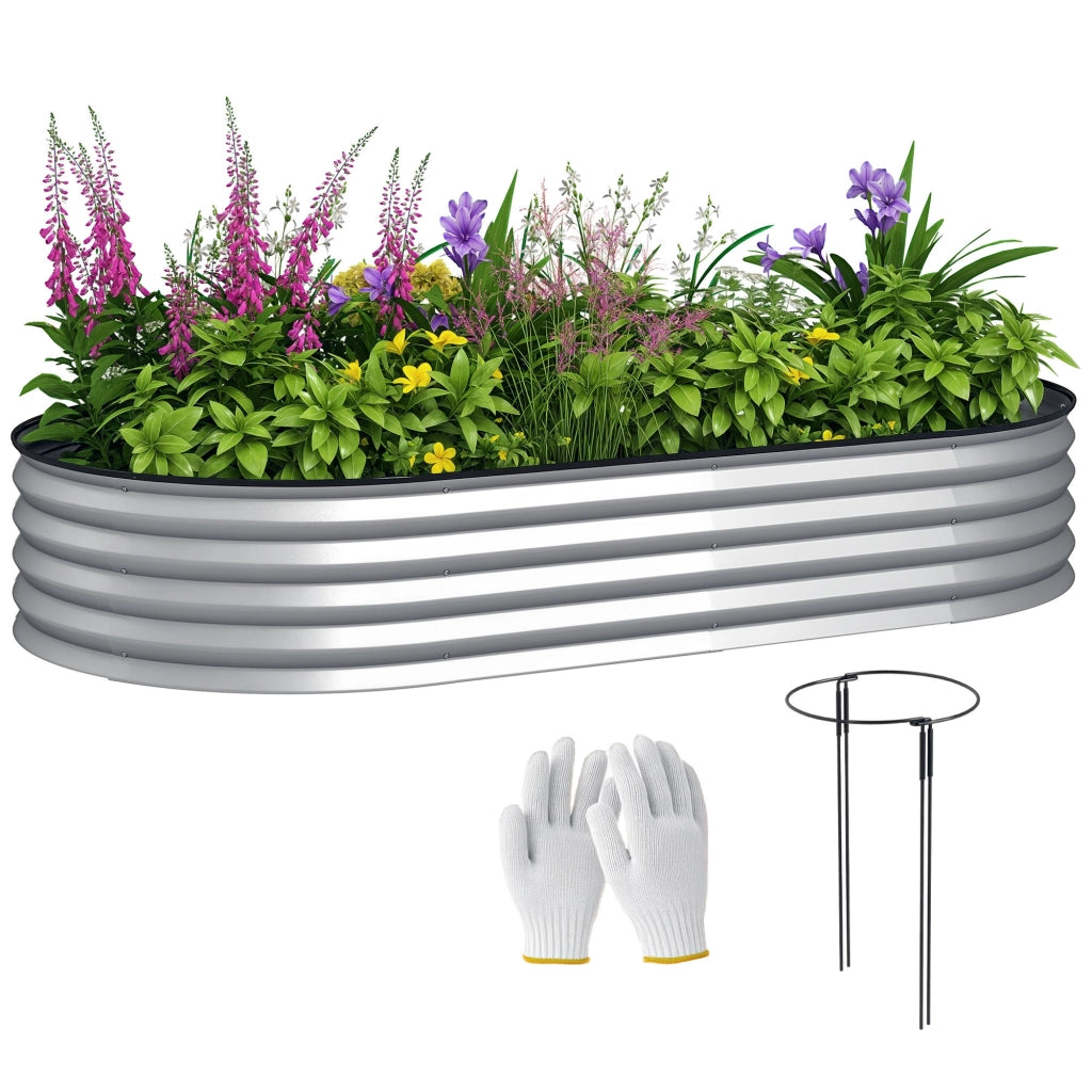 Fioriera Rialzata Giardino ¨C Xylo ¨C Acciaio Galvanizzato Argento 181x93x30cm
