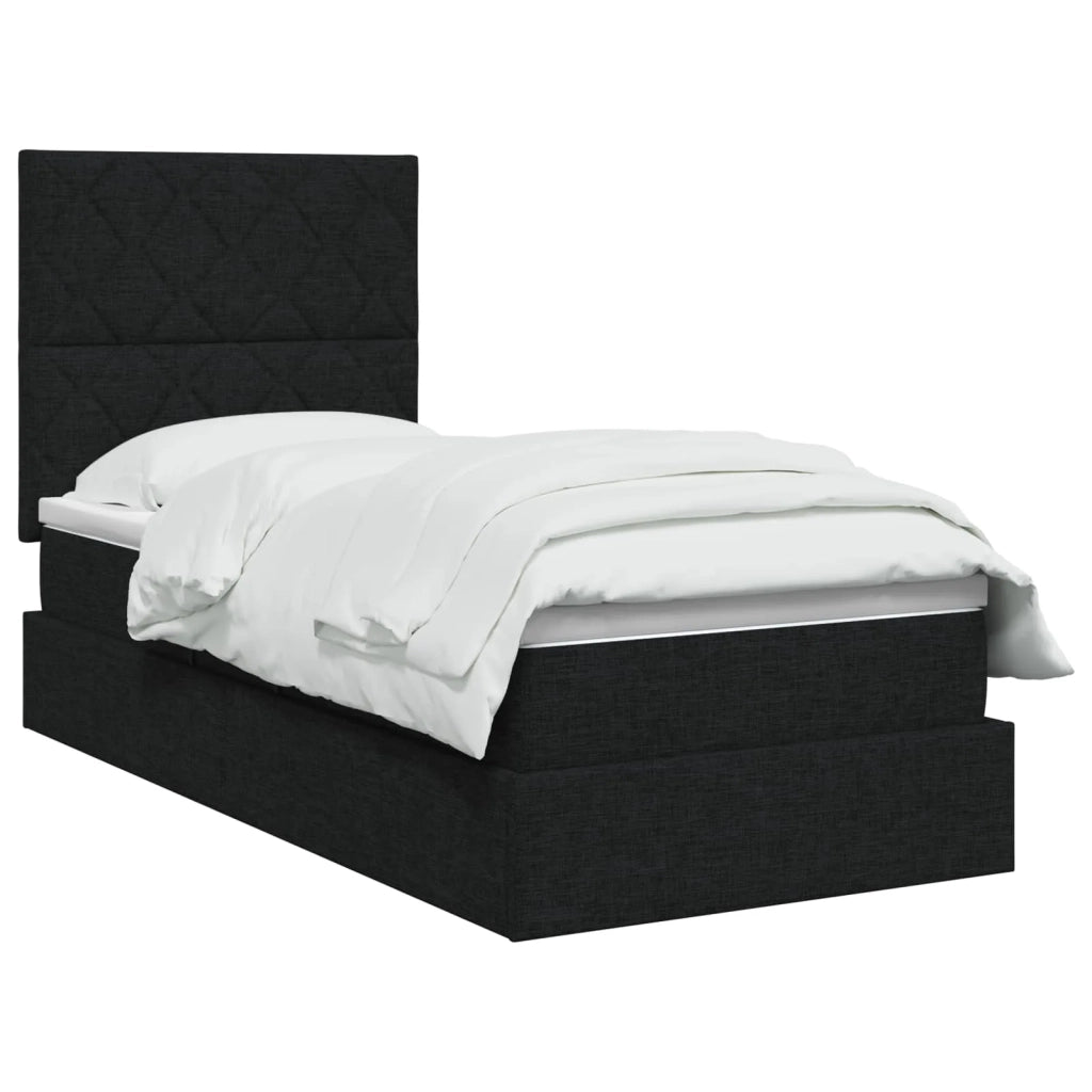 Letto con contenitore LED e materasso Nero 90 x 200 cm Tessuto 3459983