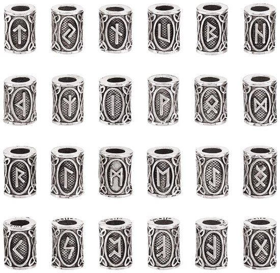 Accessori creativi per gioielli DIY - Elementi runici vichinghi - 24 pezzi di spacer in argento antico - Borchietti in metallo - Accessori per gioielli da realizzare