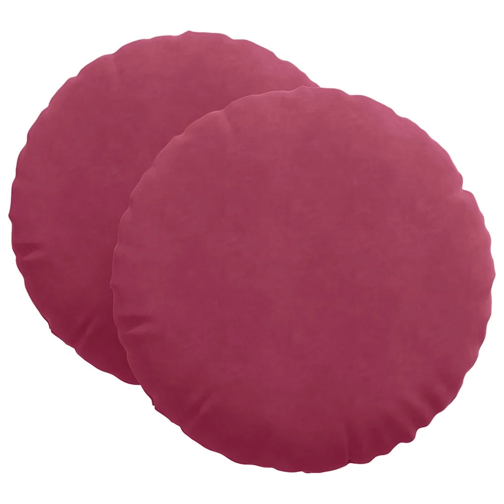 Cuscini per Seduta 2 pcs Rosso Vino Ø60 x 21 cm Velluto 42014216