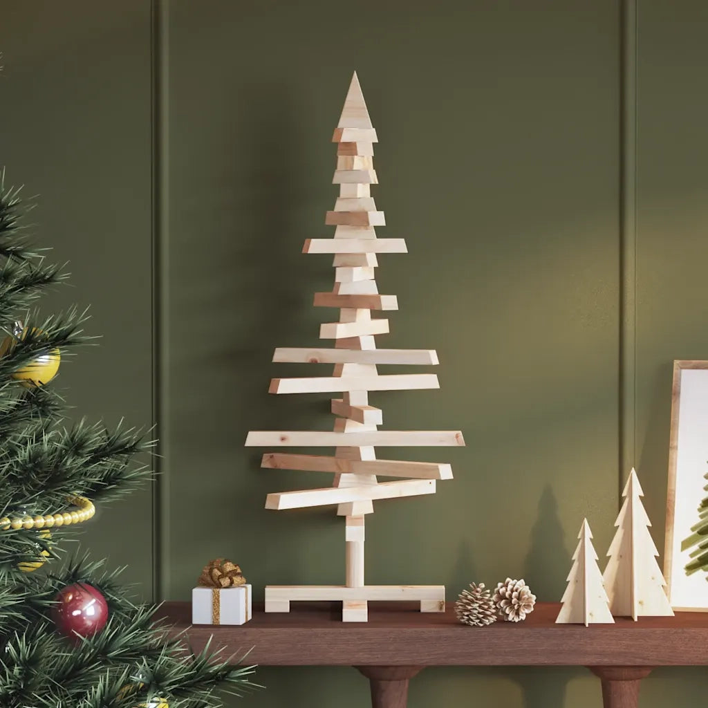 Albero di Natale | Decorazioni natalizie in legno naturale 90 cm Legno di pino massello