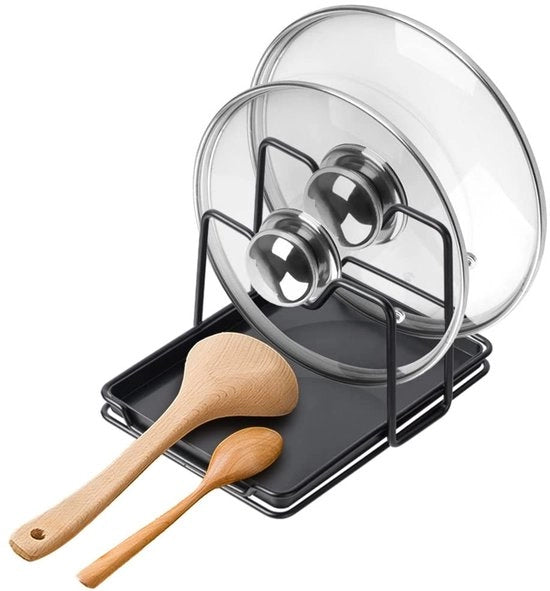 Sostegno per pentole e bicchieri 2-in-1 - Organizzatore per la cucina - Supporto per pentola e bicchieri - Lavello - Multifunzionale - Bianco, Ferro/PS - Organizzatore per la cucina