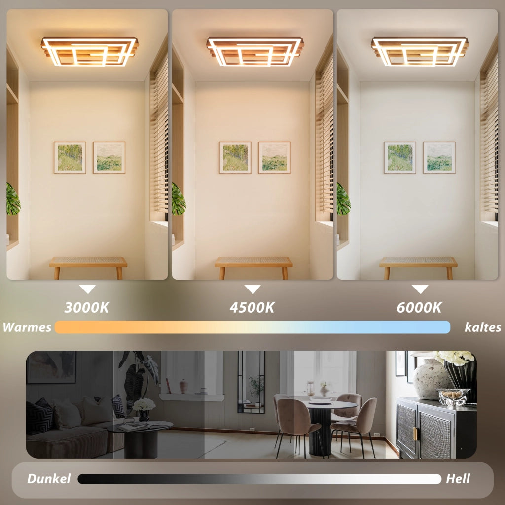 ZMH Plafoniera LED rettangolare moderna nera 41W con funzione memoria e telecomando incluso adatta per cucina soggiorno