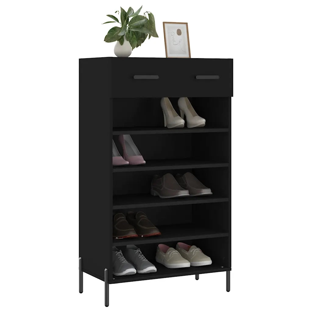 Scarpiera-Scaffale per scarpe Nera 60x35x105 cm in Legno Multistrato 931204