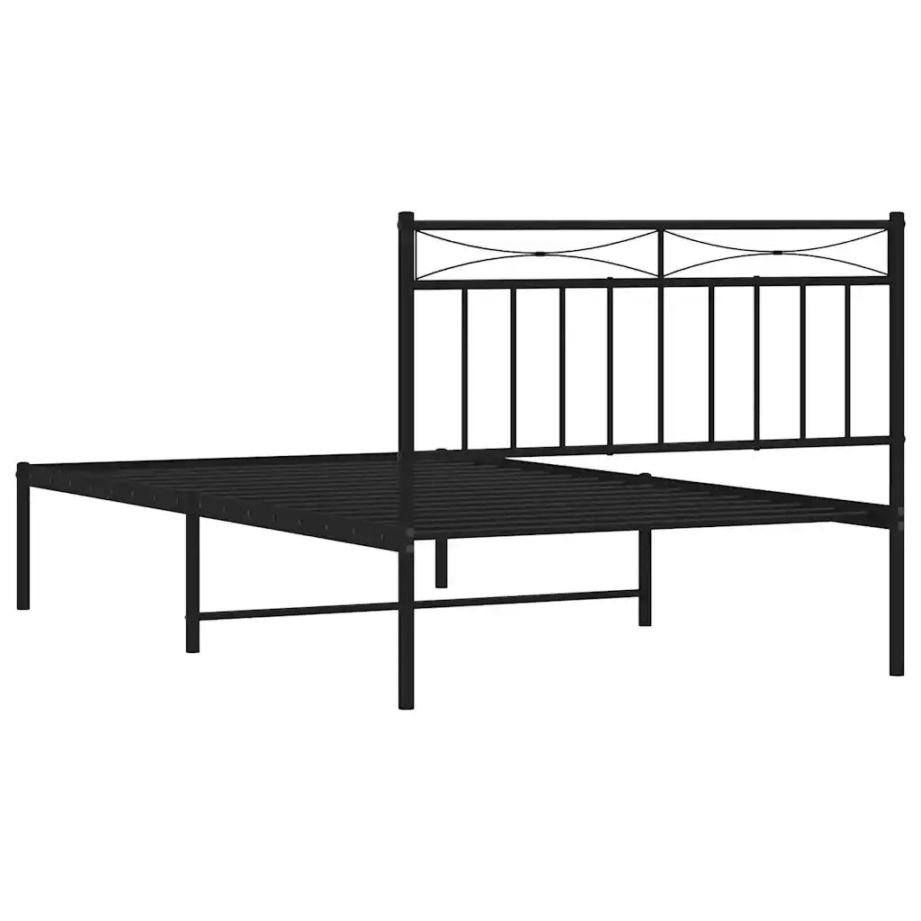 Letto singolo | Letto per adulti | Giroletto con Testiera Metallo Nero 100x200 cm
