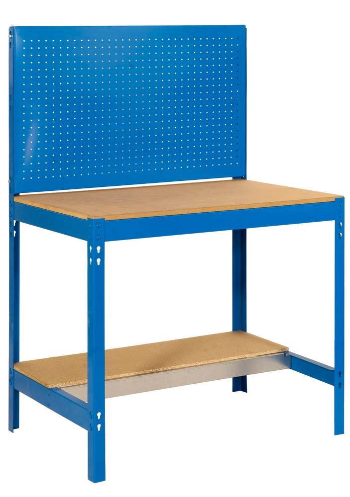 Banco tavolo da lavoro in metallo Simon Rack senza viti colore blu/legno 1445x1210x610 mm Made in Spain