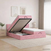 Letto ottomano con materasso con testiera 2 pz Rosa Velluto 3456761