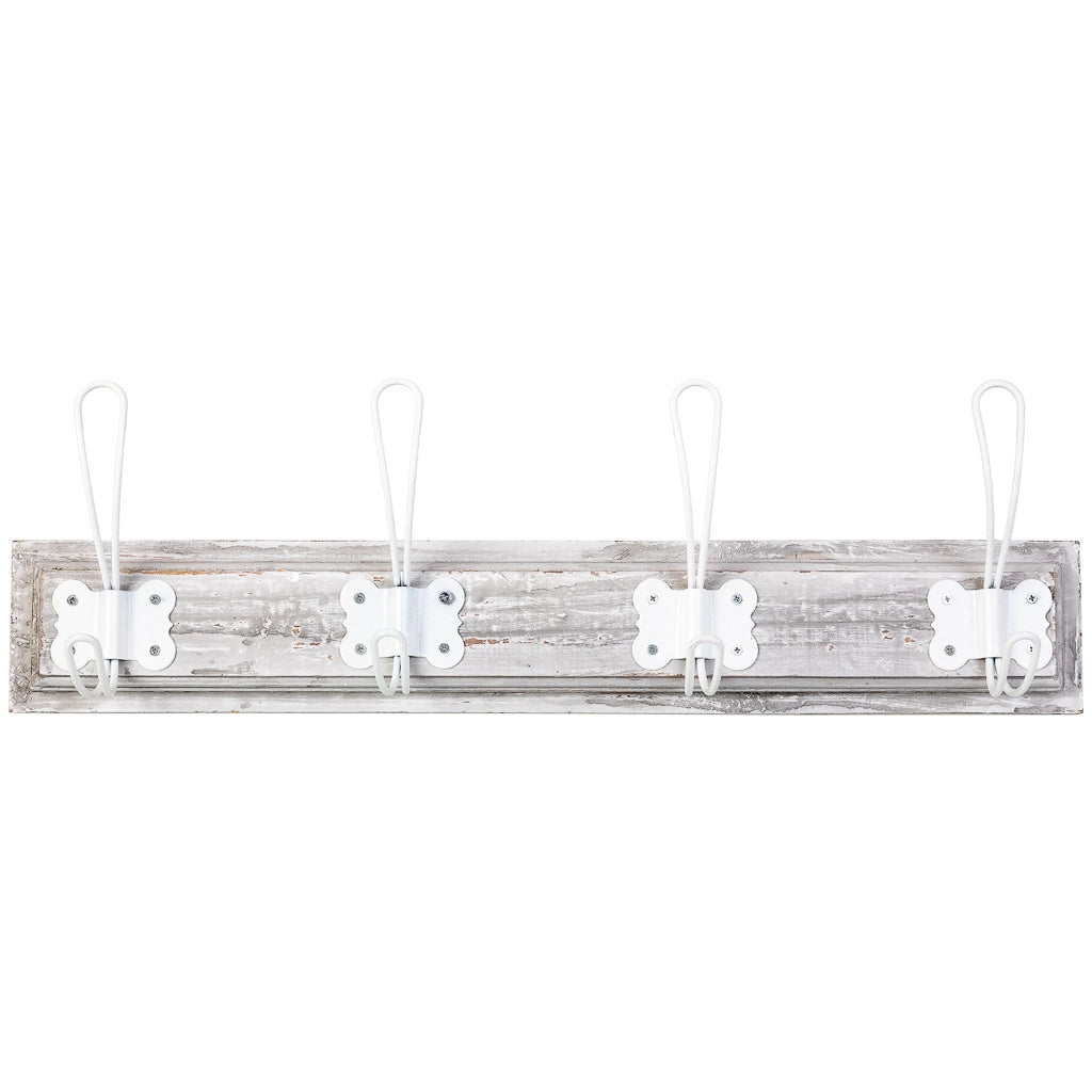 Appendiabiti da parete in legno con 4 ganci 49x2,3x8,2h cm