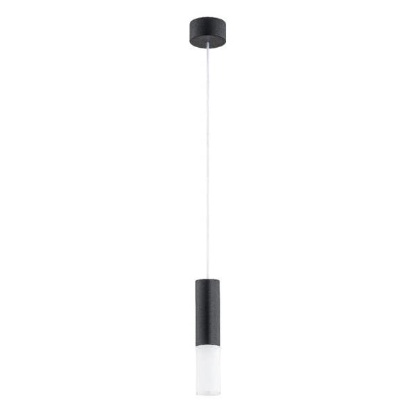 Lampada a sospensione Eliot nera tubo legno E14 Alfa
