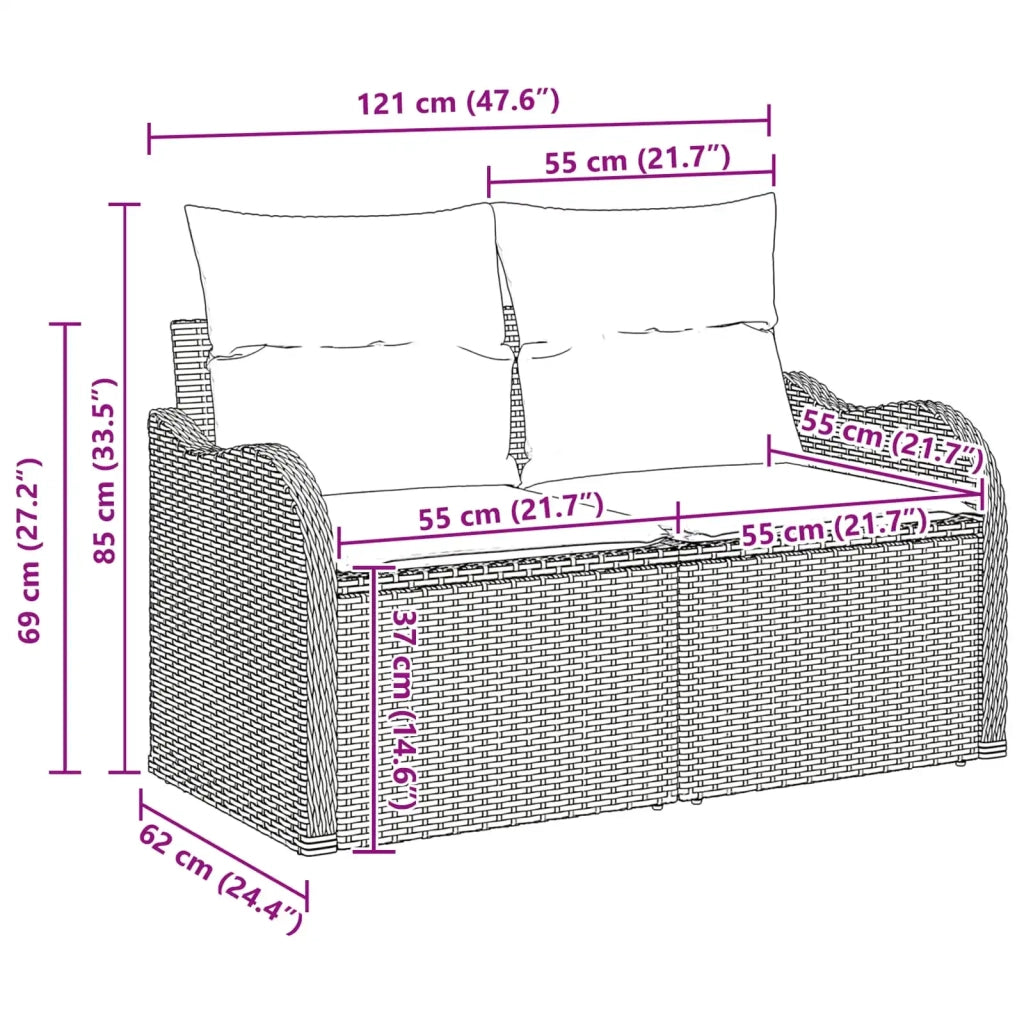Set Divano da Giardino Grigio polyrattan 3345685