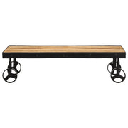 Tavolino da salotto | Tavolino da caff¨¨ | Tavolino da Soggiorno con Ruote Legno Massello Mango 100x55x26 cm